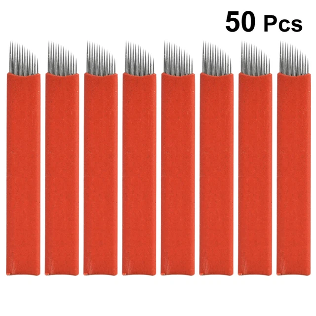 50 Pcs Eyebrow Needle Disposable Microblading Bladee Manual 6