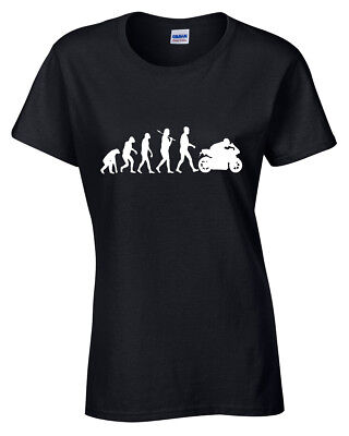 Evolution of BIKER T-Shirt cycle Rider Bike Motorbike xmas gift womens ladies