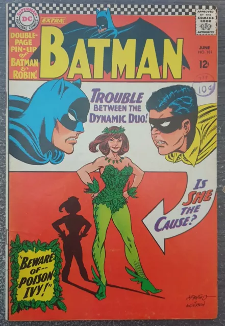 DC Comics Batman #181 FN- (5.0) 1st App Poison Ivy, With Loose Poster #MSI0262