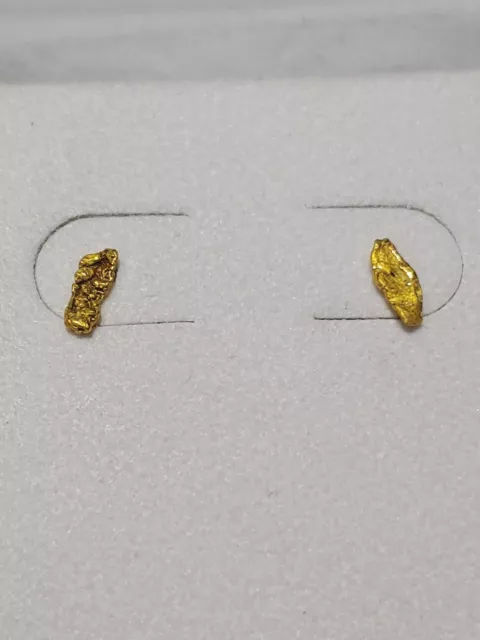 Natural 22k Gold Nugget Earrings, 14k Studs .43 Grams