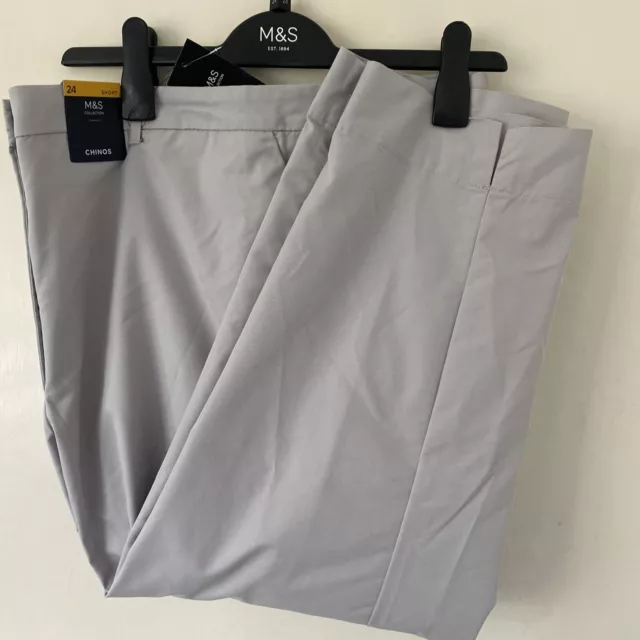 BNWT Ex Marks & Spencer COTTON RICH Tapered Chinos Trousers - Size 24 SHORT