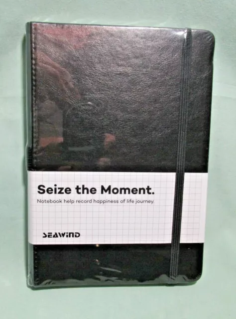 Seawind hardcover A5 grid journal notebook with pen loop black T-41