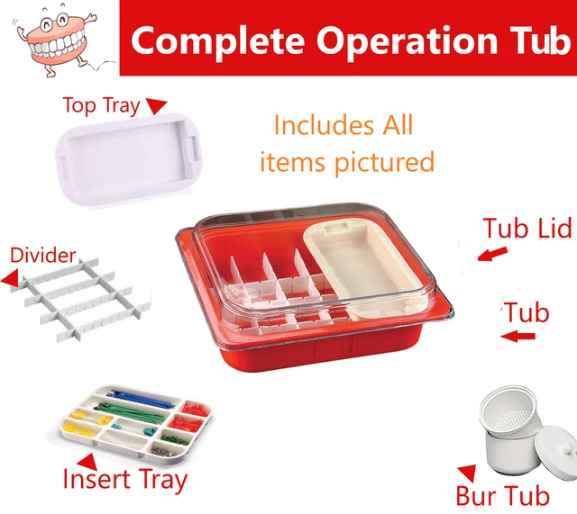DENTAL PROCEDURE TUB Insert Tray Mini Tray Divider Tub Cover Complete