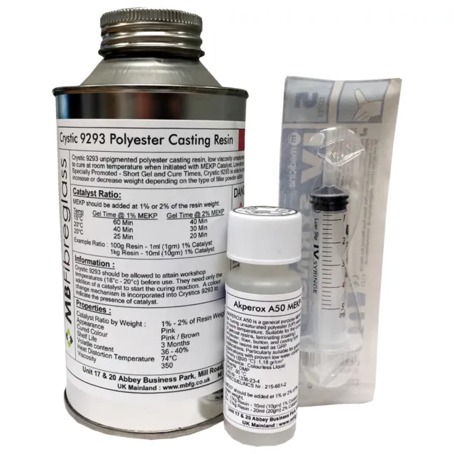 Polycraft PD9293PA General Purpose Casting Resin + Hardener & Syringe - 500g