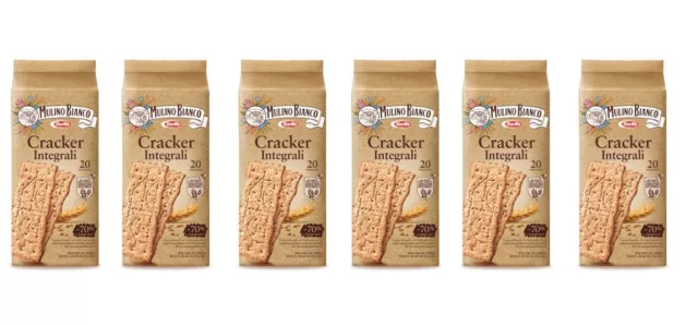 6x Mulino Bianco Crackers Kekse Integrali 100% Vollkorn Salzgebäck 500g Gesalzen