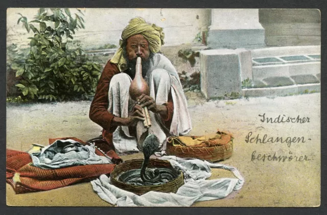 Dutch East Indies Old Vintage Postcard Indonesia Indian Snake Charmers Nice