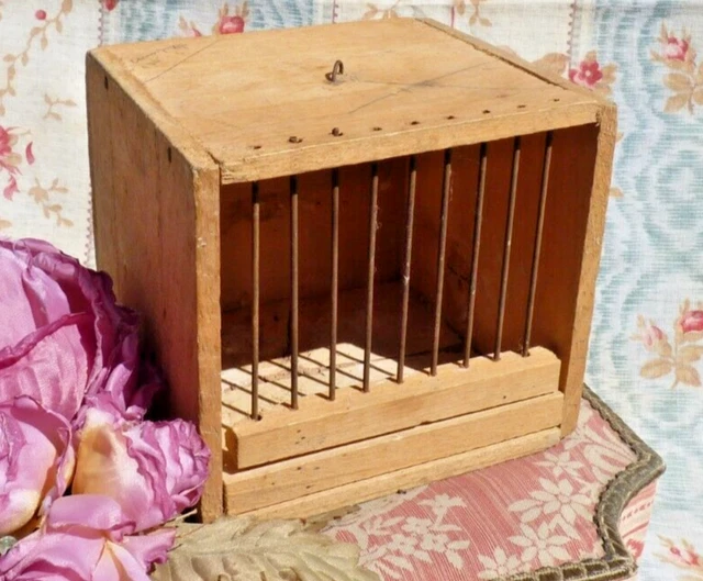 Ancienne Cage à Oiseau En Bois Française 24cm - Pour Salon De Poupée, Années 1960