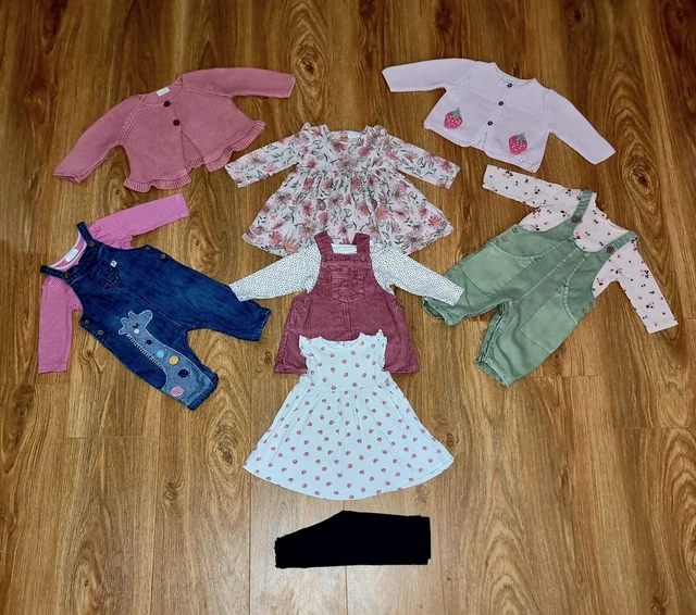 #39 Bundle Of Baby Girls All Next Clothes Age 3-6 Months Dungarees Cardy Dresses