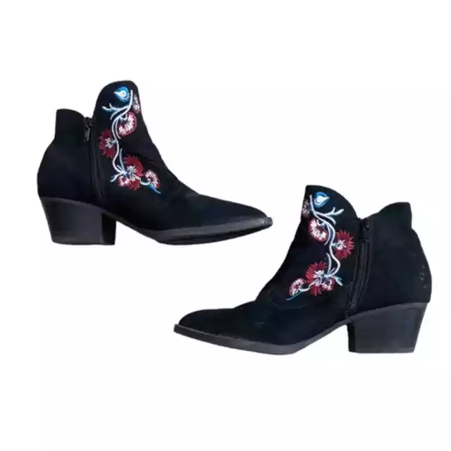 Carlos by Carlos Santana Layne Suede Embroidered Western Cowgirl Booties‎ Size 6