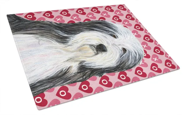 Bearded Collie Hearts Love X O s Glass Cutting Board Large SS4497LCB-S  New