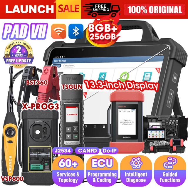 LAUNCH X431 PADVII diagnostics +X-PROG3 TSGUN VSP-600 BST360 Testeur de batterie