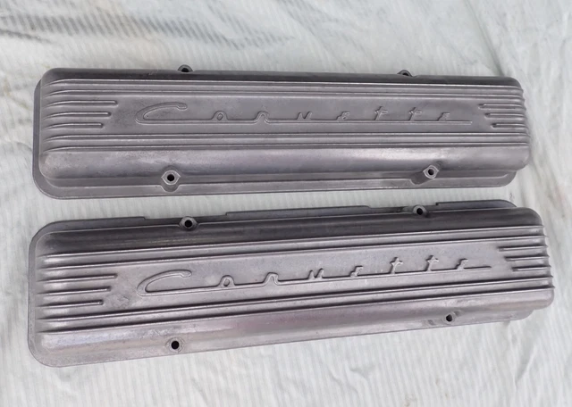 OEM GM Corvette Finned Aluminum Valve Covers 3726086 SBC Staggered Pattern SWEET