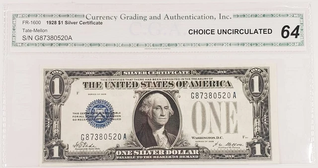 1928 $1 Silver Certificate Funnyback Choice Uncirculated FR #1600