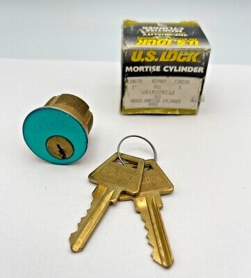 Mortise Cylinder By US Lock, Solid Brass, 1'' Long, Polish Brass Finish, SC1