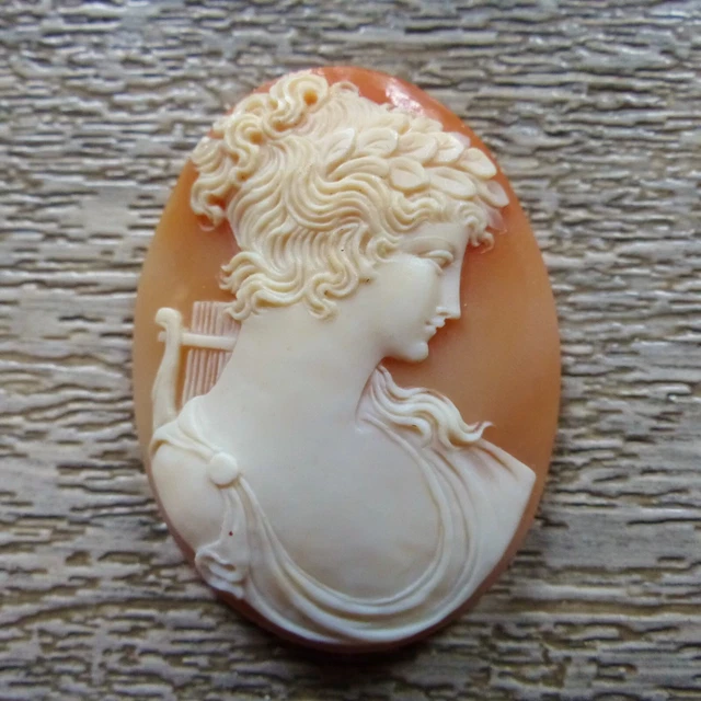 Camée Ancien En Coquille - Profil De Femme Finement Sculpté - Occasion - Bijou Vintage