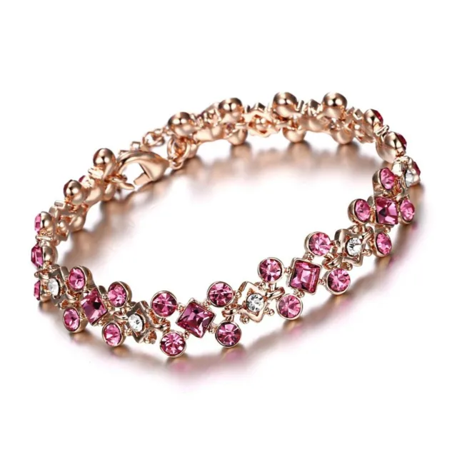 Rhinestone Cluster Pink Jewel Ladder Bracelet Made With Swarovski Crystals