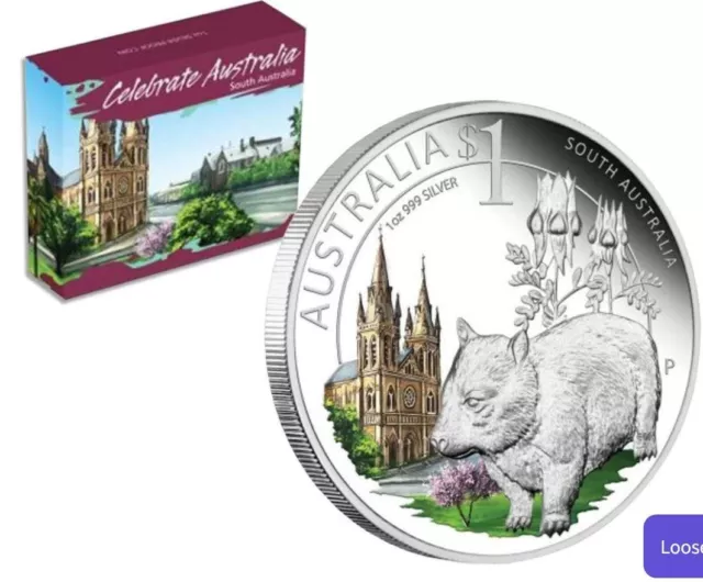 2010 $1 Coin  "Celebrate Australia" - South Australia - 1oz Silver Proof $1 Coln