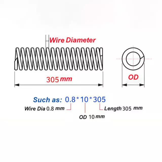 Compression Spring 0.3mm-4mm Wire Dia & 305mm Length A2 Stainless Pressure Small 2