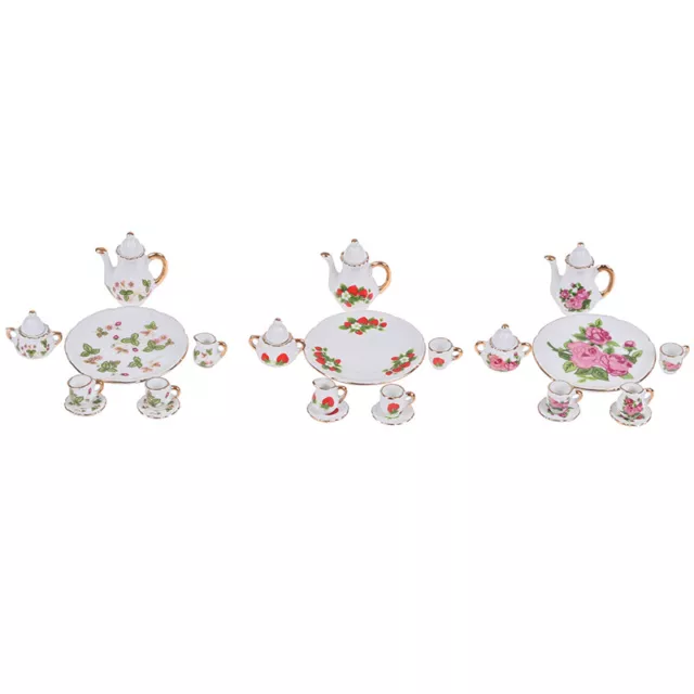 8Pcs/set 1:12 Dollhouse Miniature Dining Ware Porcelain Tea Dish Cup Pl-wf