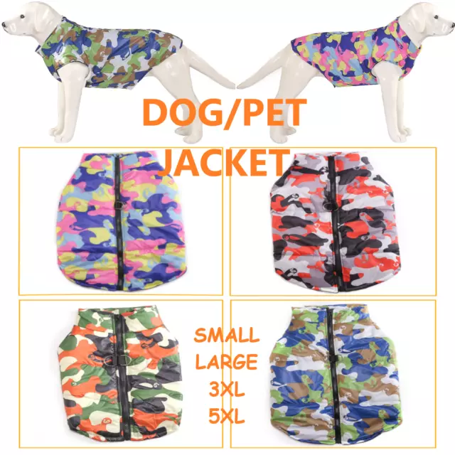 Dog Jacket Padded Waterproof Winter Coat Warm Pet Windbreaker Clothes Puppy Vest