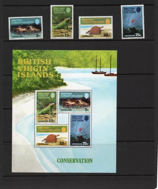 1979 British Virgin Islands QEII Wildlife Conservation SG397-400 & minisheet 401