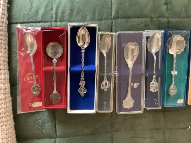 Lot of 10 Vintage Souvenir Collector Spoons from Various Places and States