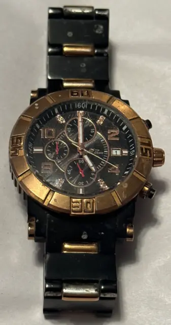 Daniel Steiger Chronograph Mens Black and Gold Wristwatch Model DS 5009M *AS-IS*