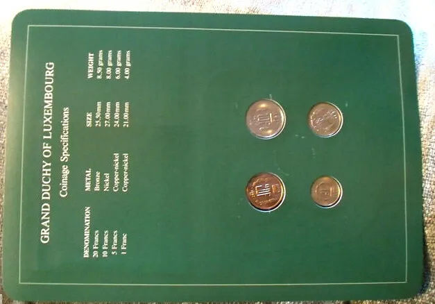 Coin Sets of All Nations Luxembourg w/Card 1980-1983 UNC 20 Francs 1982 3