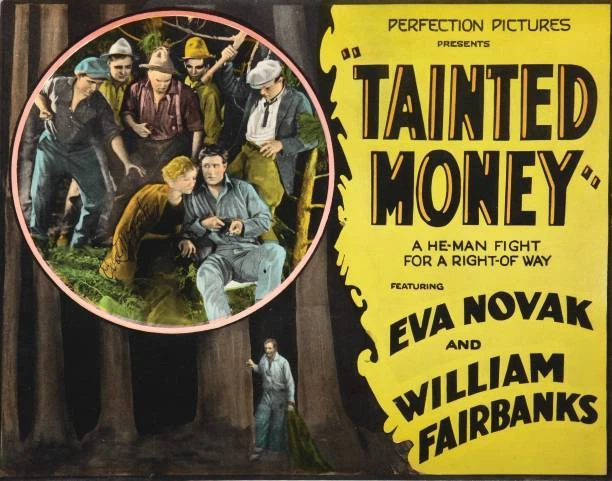 TAINTED MONEY LOBBY Card Eva Novak William Fairbanks 1924 Old Movie