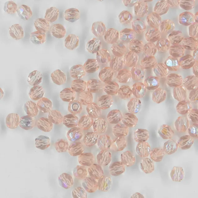 F4  LRX *** 60 perles à facettes verre de Bohême 4mm LIGHT ROSE AB