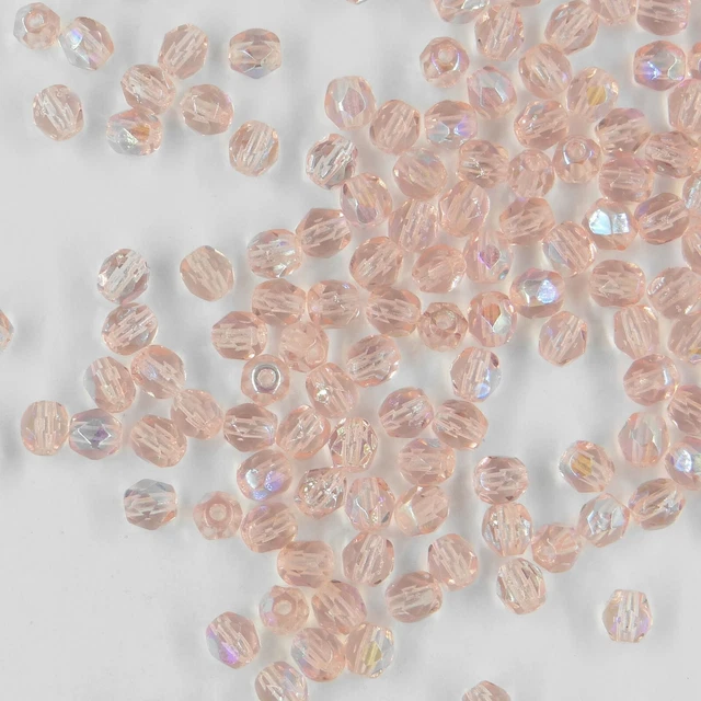 F4  LRX *** 60 perles à facettes verre de Bohême 4mm LIGHT ROSE AB