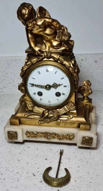 Stunning Small French Ormolu And Marble Mantel Clock 3