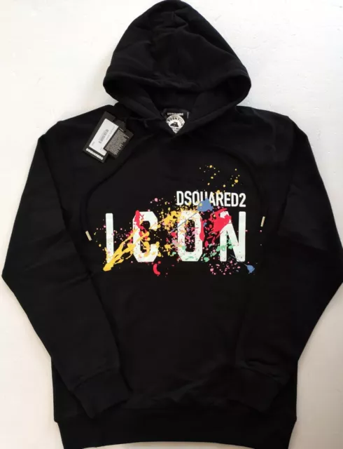 DSQUARED2 Black Printed Hooded Sweatshirt Size M