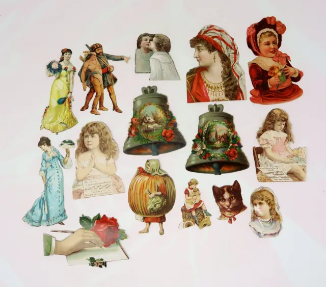 Vintage Victorian Die Cut Shapes, Craft Scrapbook 15 Pieces