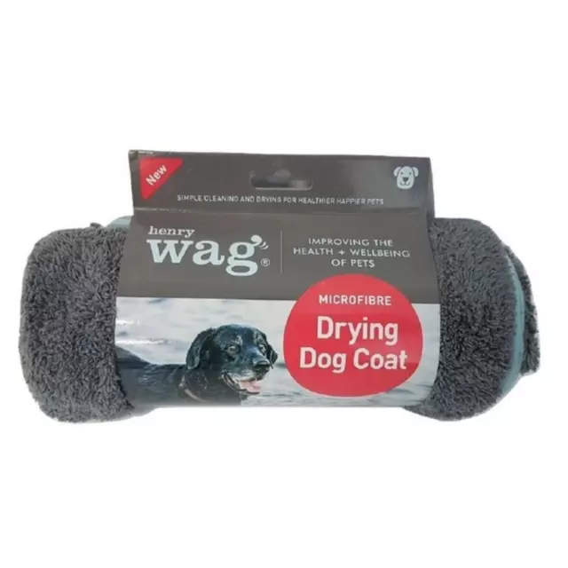 Henry Wag Drying Towel Dog Coat Fast Dry Absorbent Water Dirt Microfibre XS to L