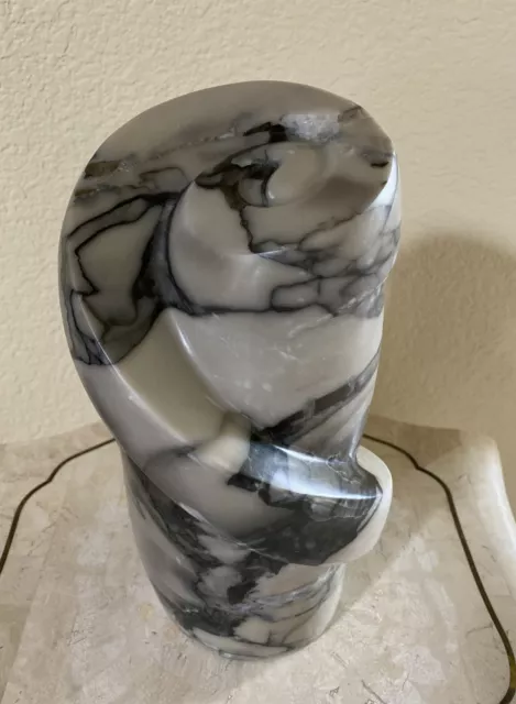 Vintage Modern Abstract Carved Polished Marble Biomorphic Sculpture Statue
