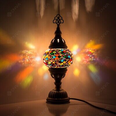 Lampada da tavolo in mosaico Tiffany fatta a mano in stile marocchino turco