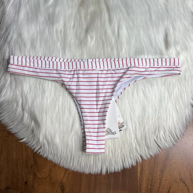 Agua Bendita Women's Size XL White Red Stripe Anette Sunlight Bikini Bottom