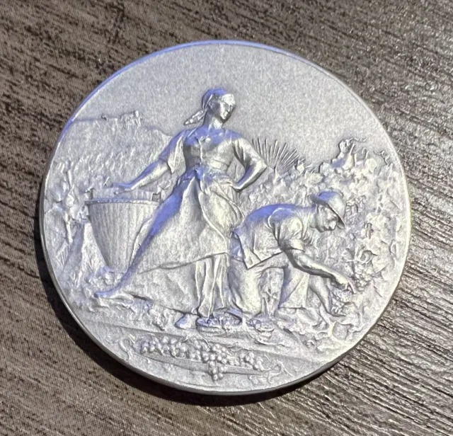 Médaille ancienne « Récolte Du Raisins » - argent massif