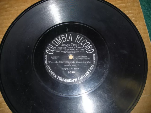 1906 COLUMBIA RECORD 1-Sided 78/J. W. MYERS..Baritone w. Orch.