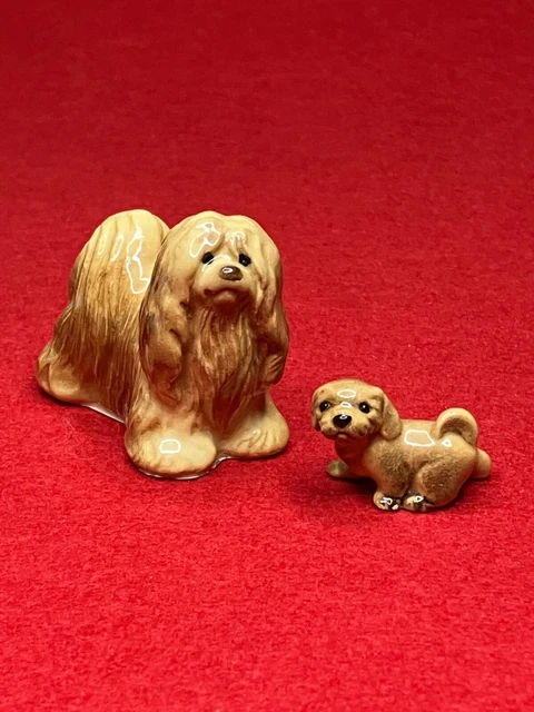 Hagen Renaker Lhasa Apso Facing Right & Lhasa Apso Puppy