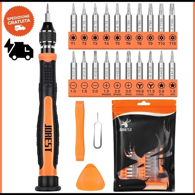 Set Cacciaviti Precisione 24 Pz, Kit Professionali, per PC, Occhiali, Orologi