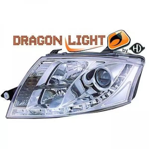 LHD Phares Projecteur Paire LED Dragon Transparent Chrome H7 H1 Audi Tt 98-06