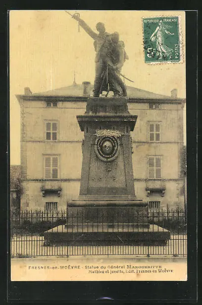 CPA Fresnes-en-Woevre, Statue du Général Margueritte 1911