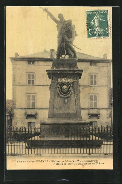 CPA Fresnes-en-Woevre, statue of General Margueritte 1911