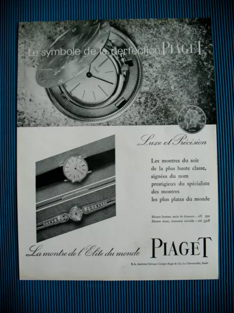 Publicite De Presse Piaget Horlogerie Montre Symbole De Perfection Ad 1959