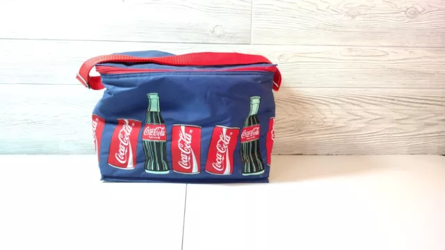 VTG Coca Cola Lunch Box / Cooler Bag 1990s Zipper With Shoulder Strap