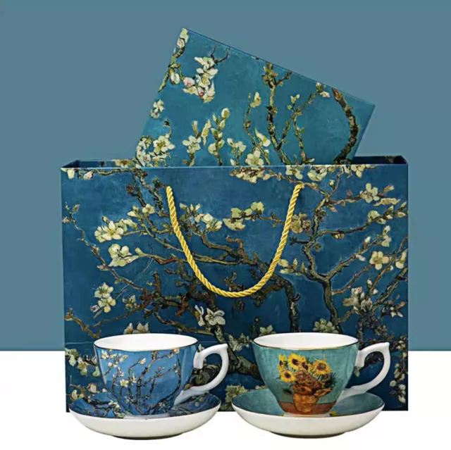Van Gogh coffee cup saucer spoon set 220ml porcelain tea ceramic cup for gift AU 2