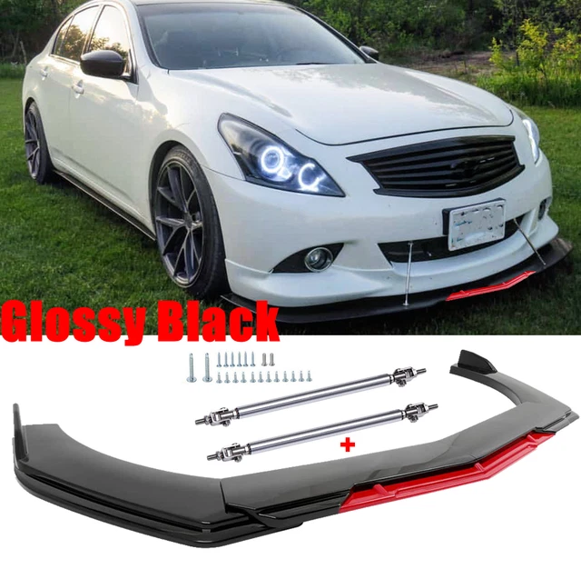 For Infiniti G37 Sedan Front Bumper Lip Spoiler Splitter Body Kit + Strut Rods