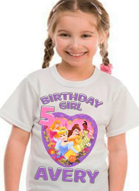 Disney Princess Birthday Party Shirt Matching Family Tshirt T-shirt Decor Girl